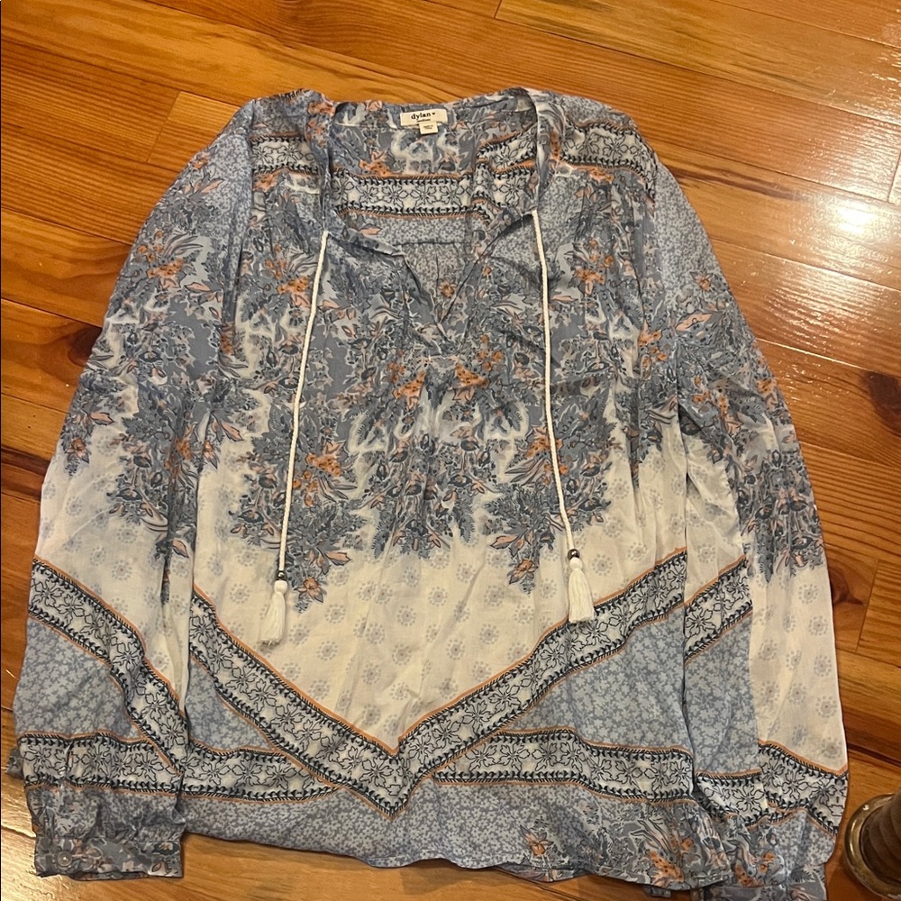 Dylan Floral Blue and Orange Blouse